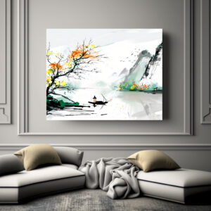 Poster: Chinese Fisherman on a Mountain Lake