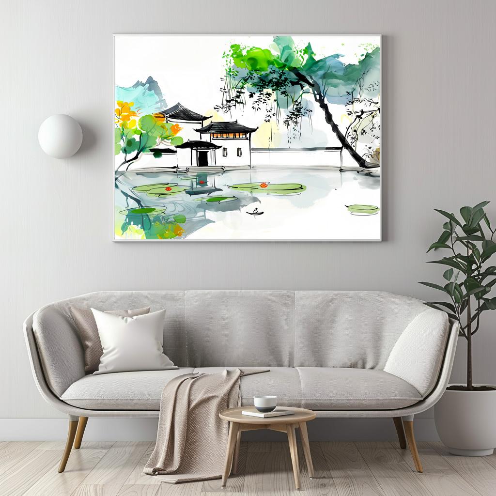 Poster: Chinese Temple by a Lotus Pond – Bild 3