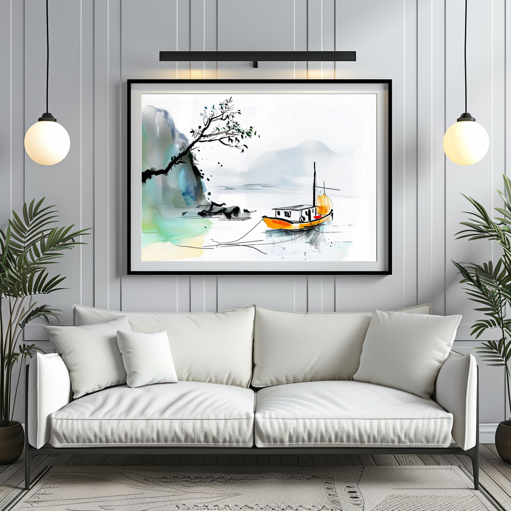 Poster: Chinese Junk Sailing on Tranquil Waters – Bild 2