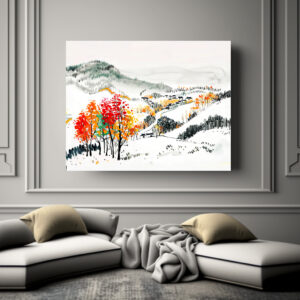 Poster: Autumn Landscape with Mountain Village
