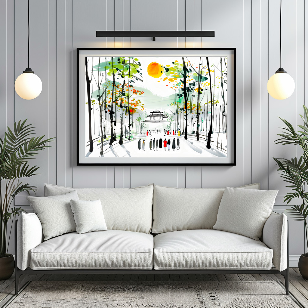 Poster: Chinese Temple Between Trees at Sunset - Image 2