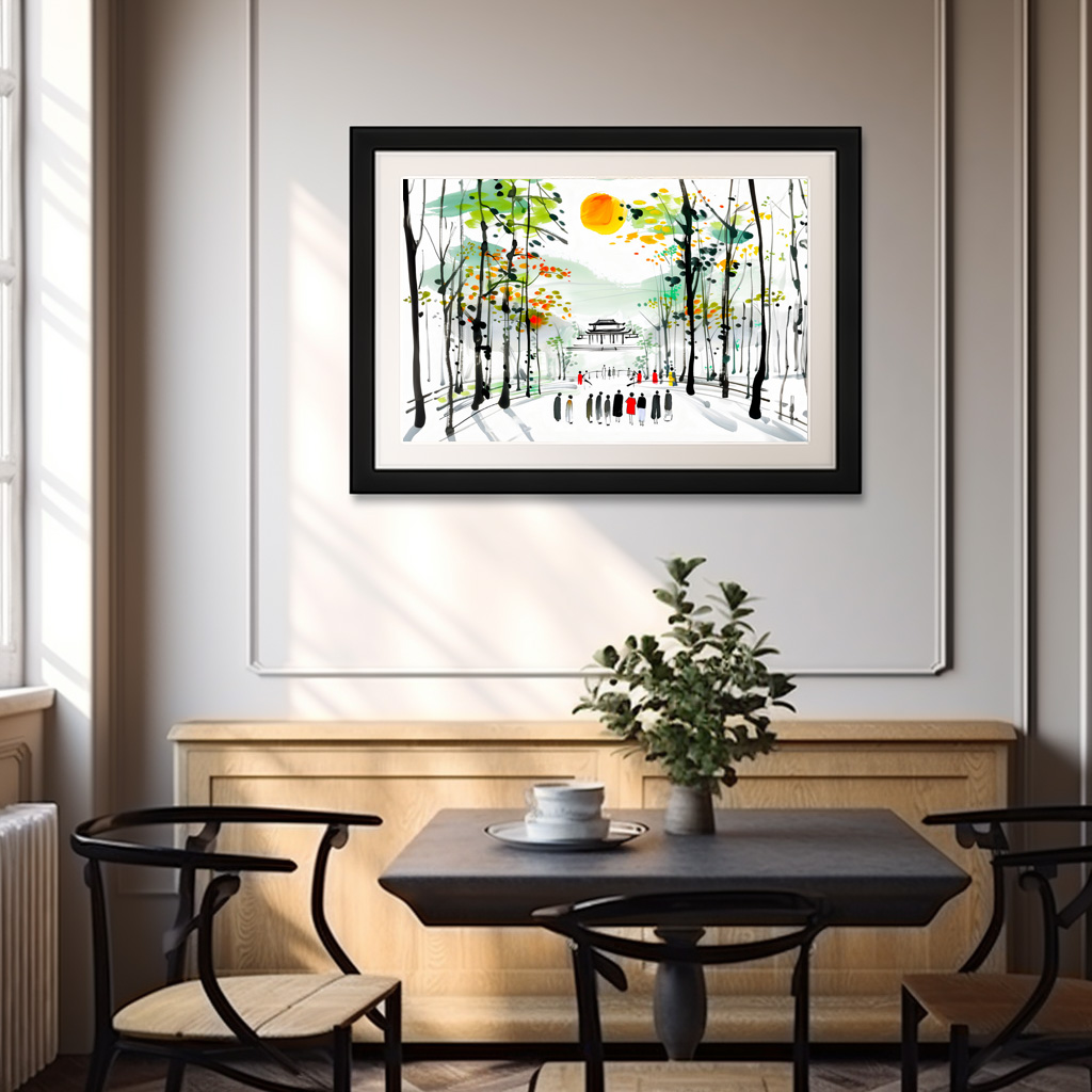 Poster: Chinese Temple Between Trees at Sunset - Image 3