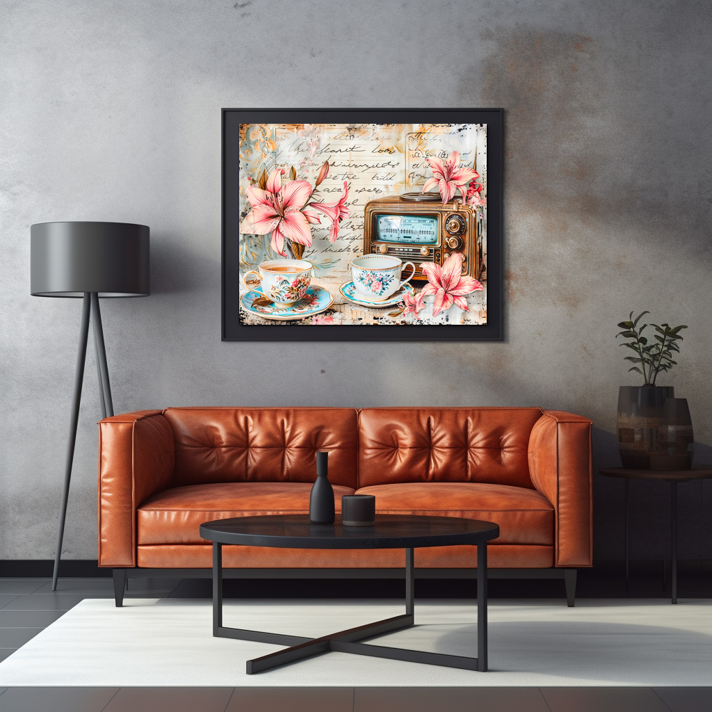 Poster: Pink Lily with Antique Radio Receiver - immagine 3