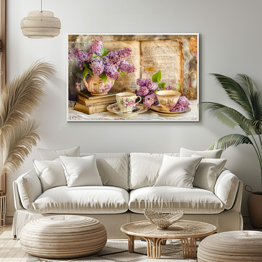 Poster: Lilac Bunch in an Antique Coffee Pot
