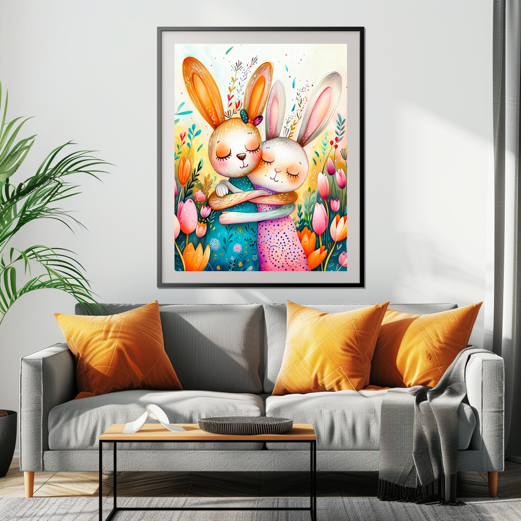 Poster: Two Easter Bunnies in Tulip Field – Image 2