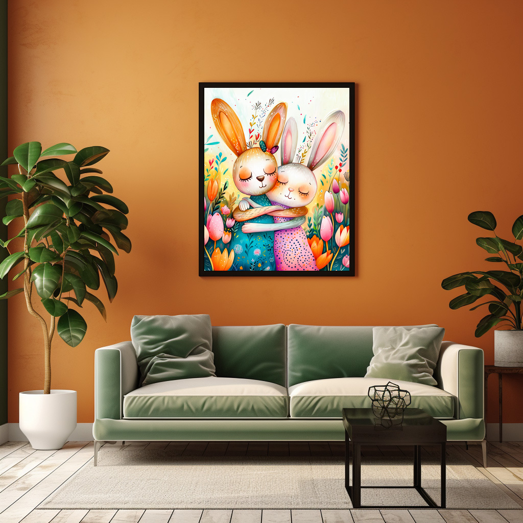 Poster: Two Easter Bunnies in Tulip Field – Image 3