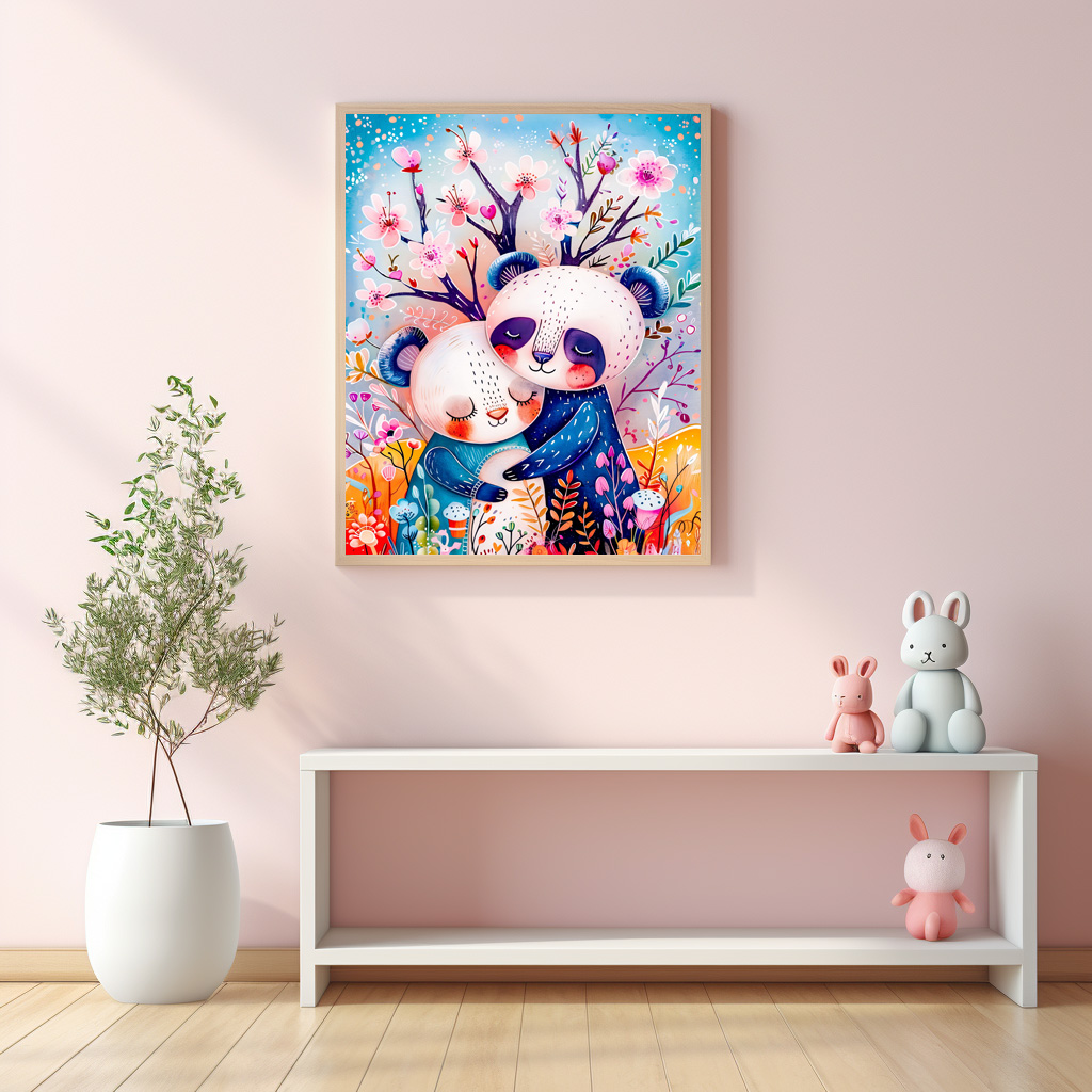 Poster: Two Pandas Hugging in Bamboo Forest – Image 2