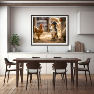 Poster: Small Shepherd Dog and Chicken in the Henhouse