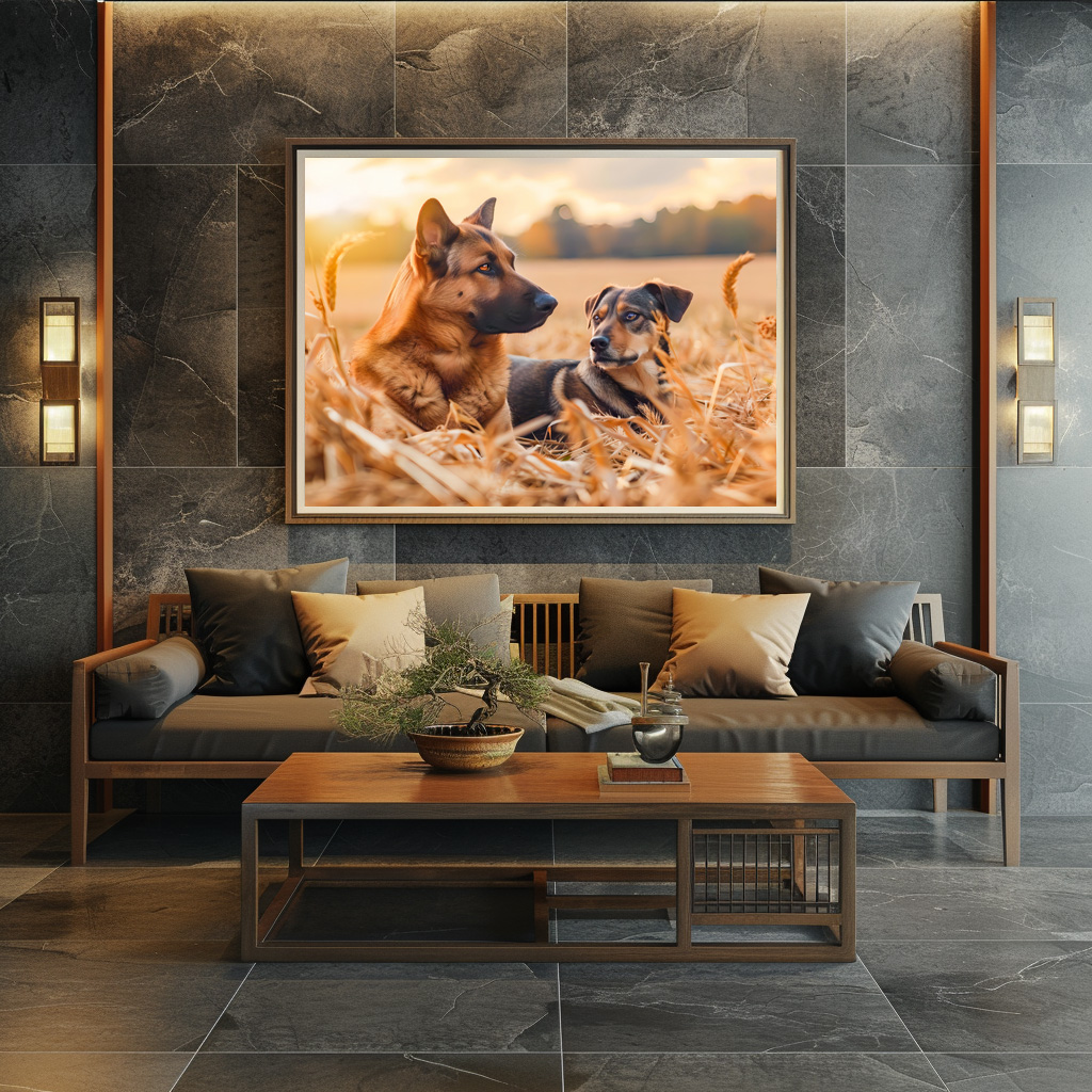 Poster: German Shepherd and Canine Pal Sit in Wheat Field – Image 3
