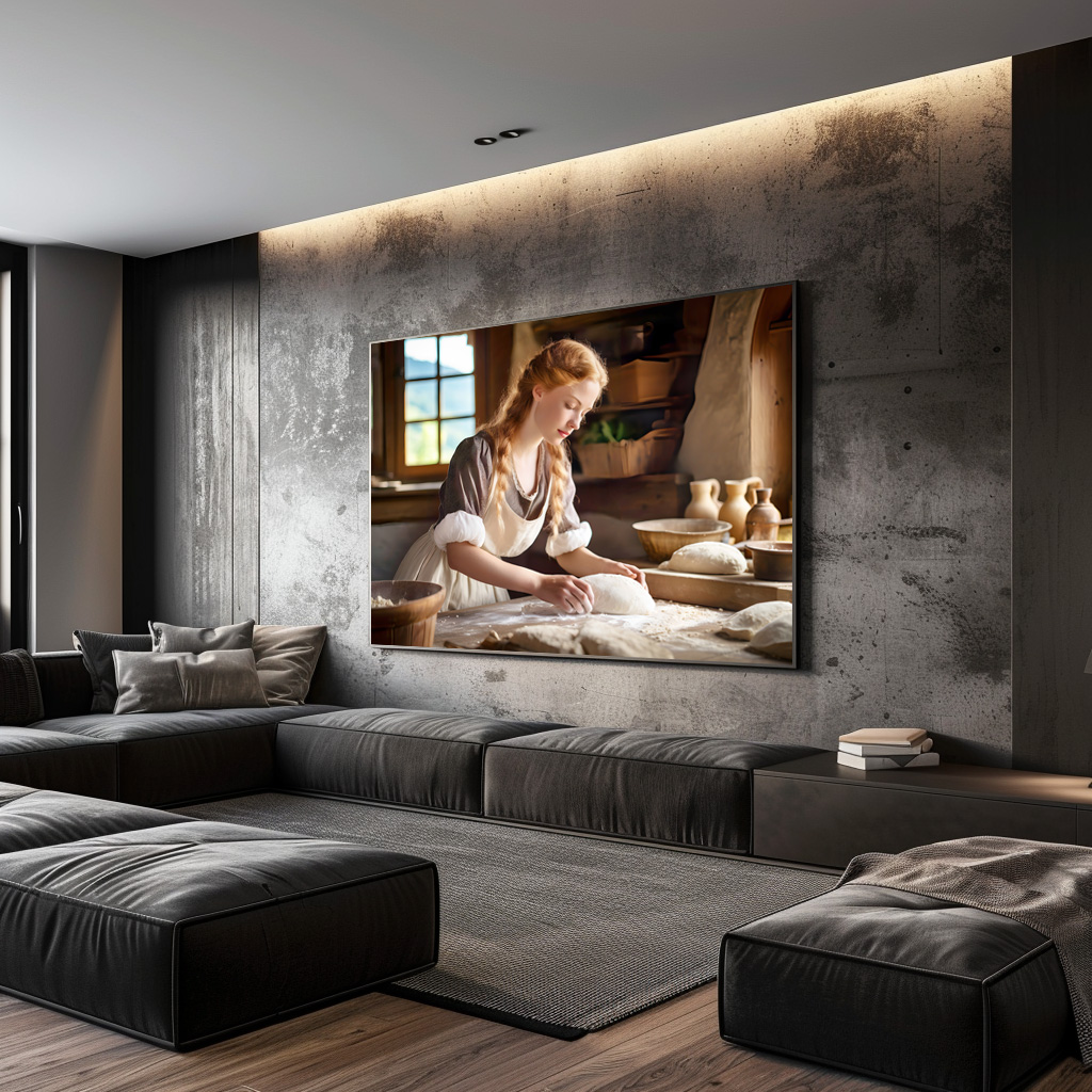 Poster: Woman Kneading Dough in Rustic Kitchen – Bild 3