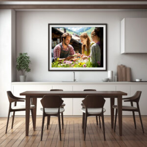 Poster: Alpine Family Meal in Flower Garden