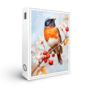 raxxa Premium-Puzzle: Garden Redstart in Soft Impressionist Brushstrokes