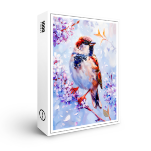 raxxa Premium-Puzzle: House Sparrow on a Branch Impressionist Art