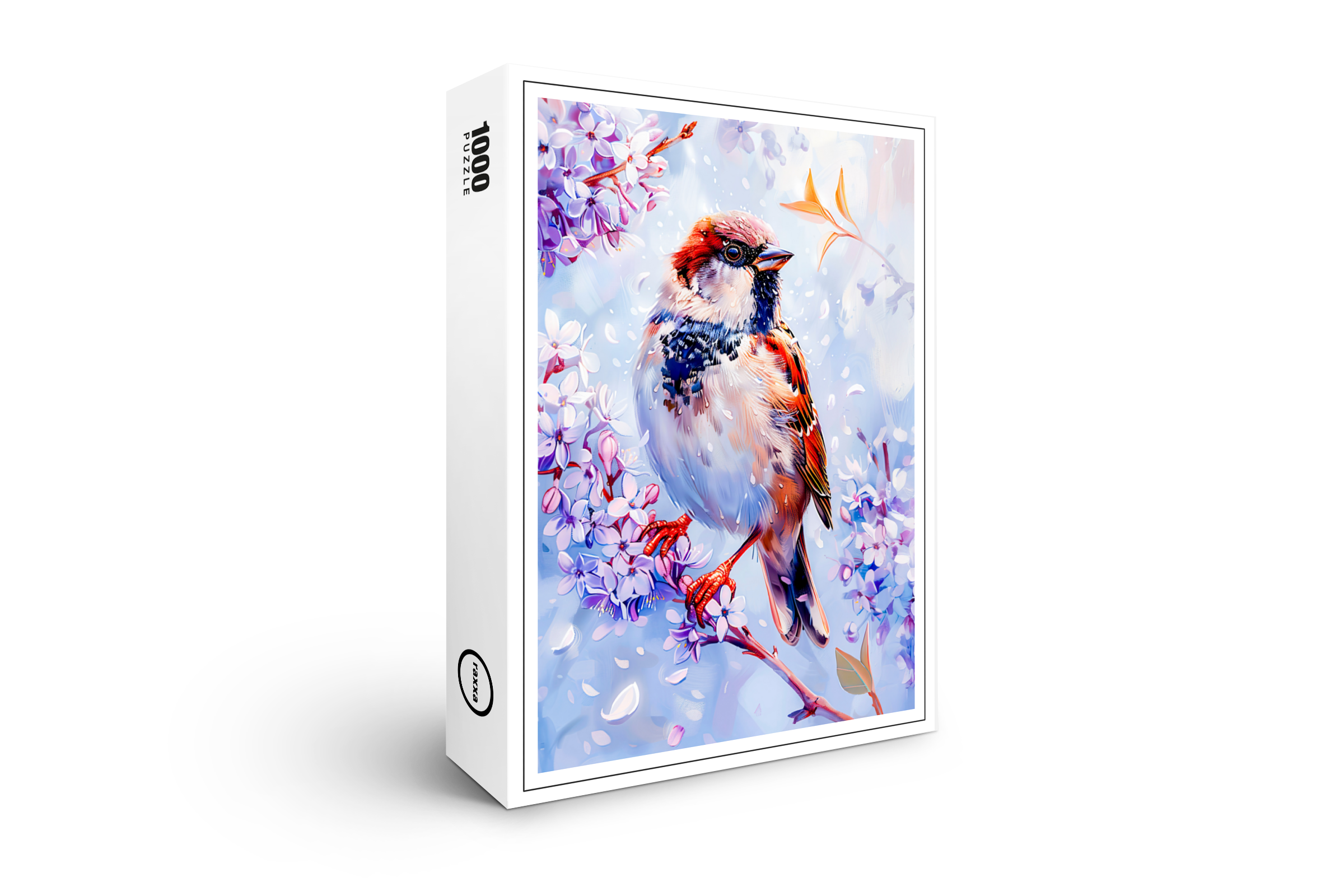 raxxa Premium-Puzzle: House Sparrow on a Branch Impressionist Art