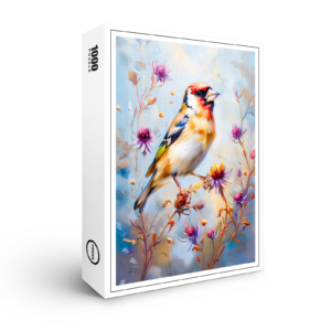 raxxa Premium-Puzzle: Goldfinch in Flight, Impressionist Style