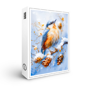 raxxa Premium-Puzzle: Eurasian Nuthatch in Impressionist Style Painting