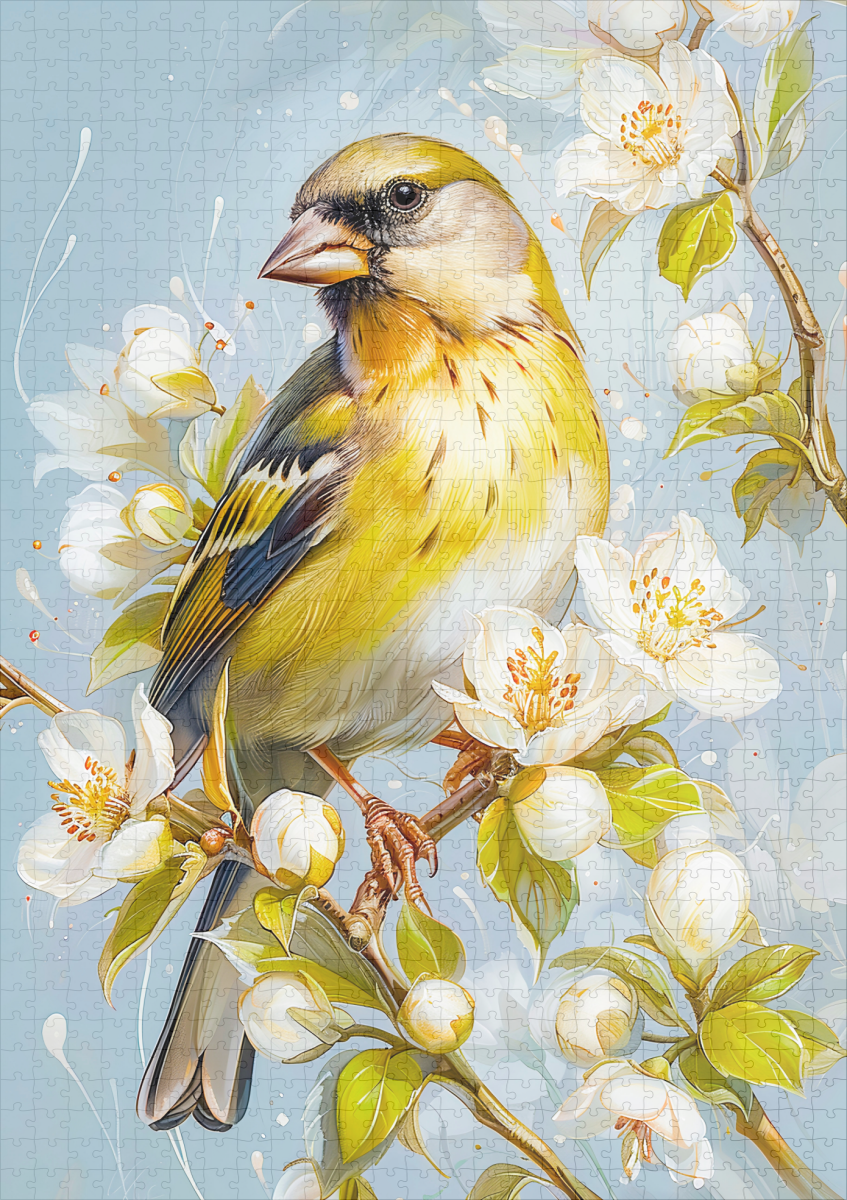 raxxa Premium-Puzzle: European Greenfinch in Natures Colors – Image 2