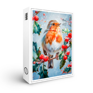 raxxa Premium-Puzzle: Robin in Nature Impressionist Style Art