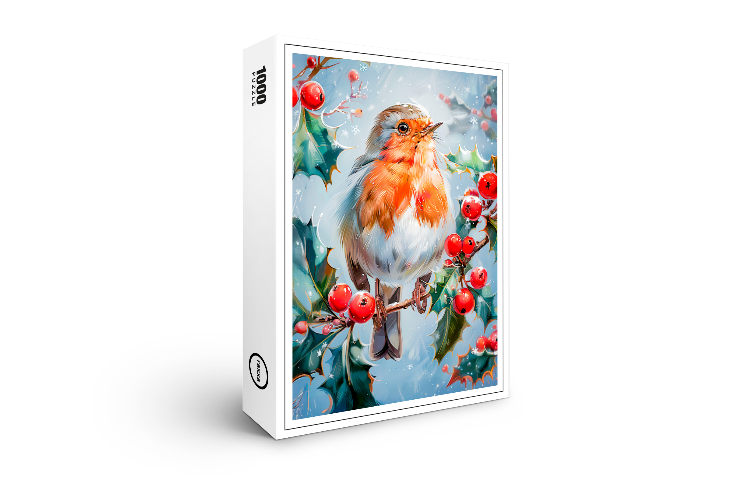 raxxa Premium-Puzzle: Robin in Nature Impressionist Style Art