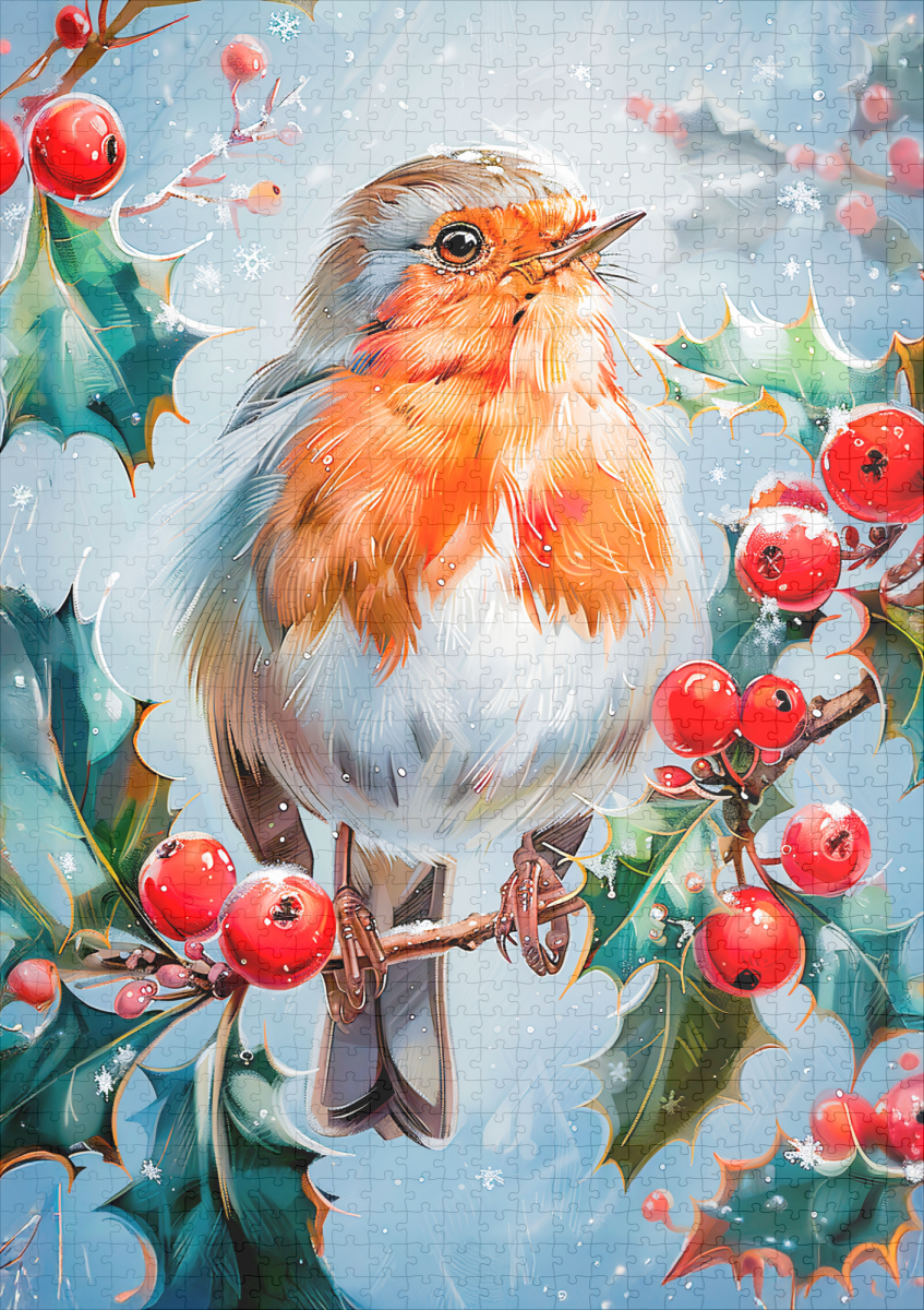 raxxa Premium-Puzzle: Robin in Nature Impressionist Style Art – Bild 2