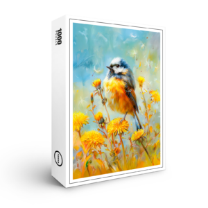 raxxa Premium-Puzzle: Eurasian Blue Tit in Impressionistic Landscape
