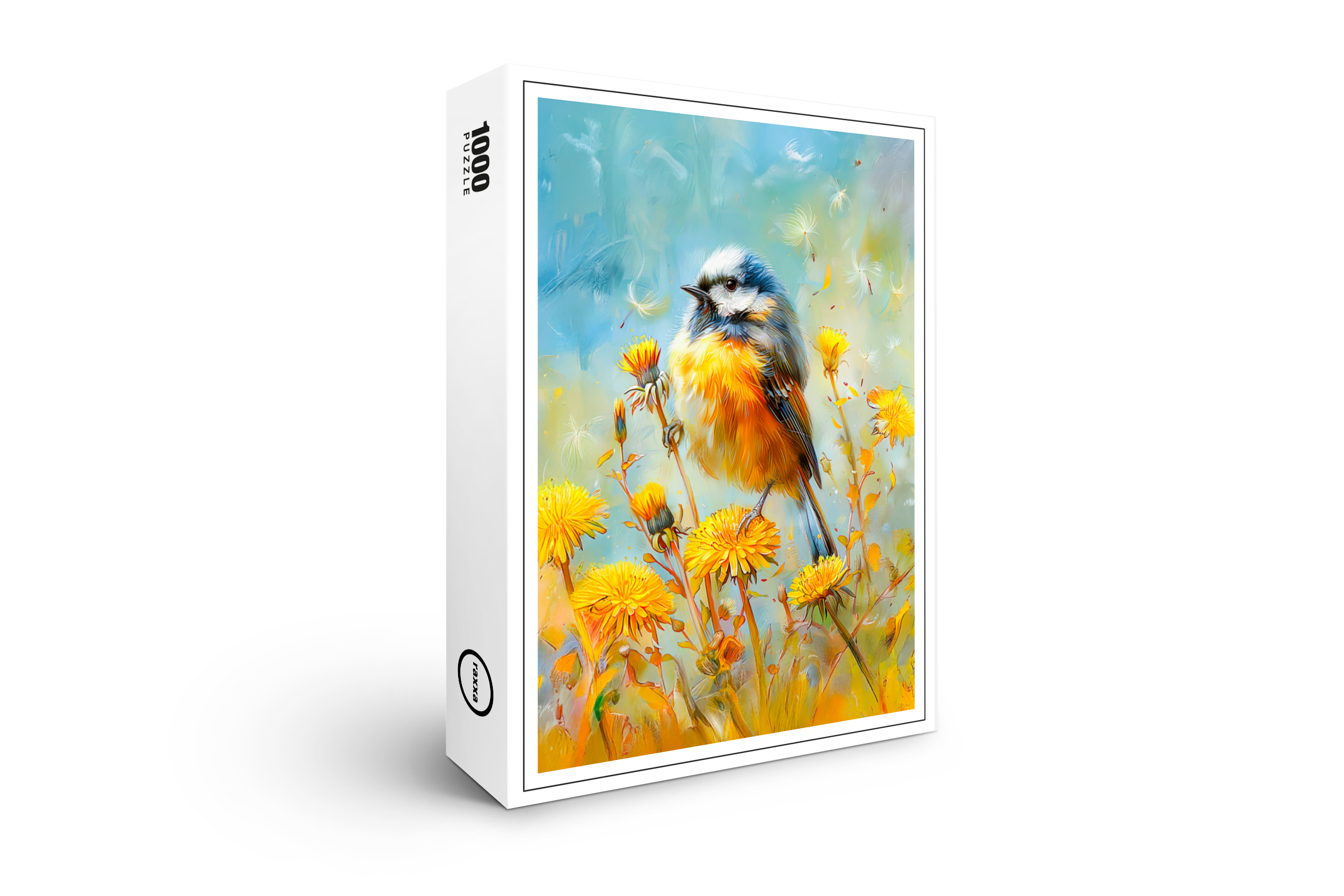 raxxa Premium-Puzzle: Eurasian Blue Tit in Impressionistic Landscape