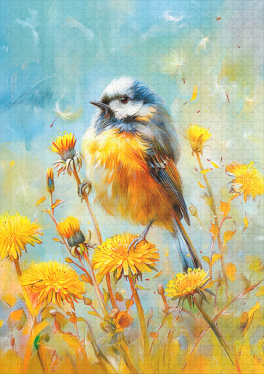 raxxa Premium-Puzzle: Eurasian Blue Tit in Impressionistic Landscape - immagine 2
