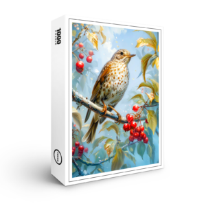 raxxa Premium-Puzzle: Fieldfare in Winter Landscape Impressionist Art