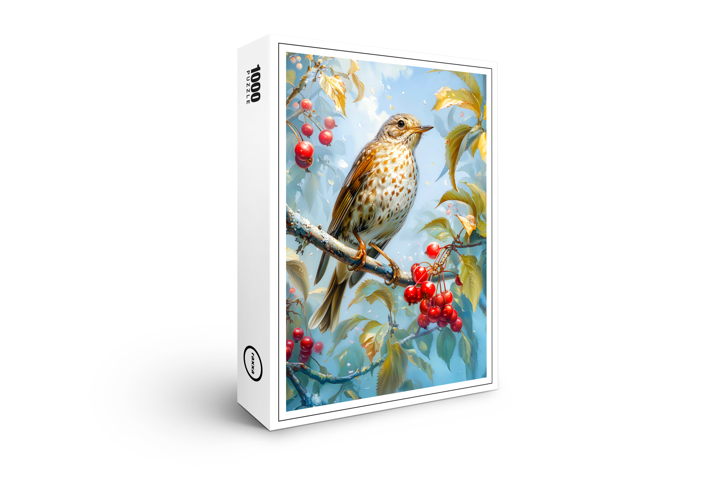 raxxa Premium-Puzzle: Fieldfare in Winter Landscape Impressionist Art