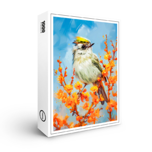 raxxa Premium-Puzzle: Goldcrest in Winter Impressionist Painting
