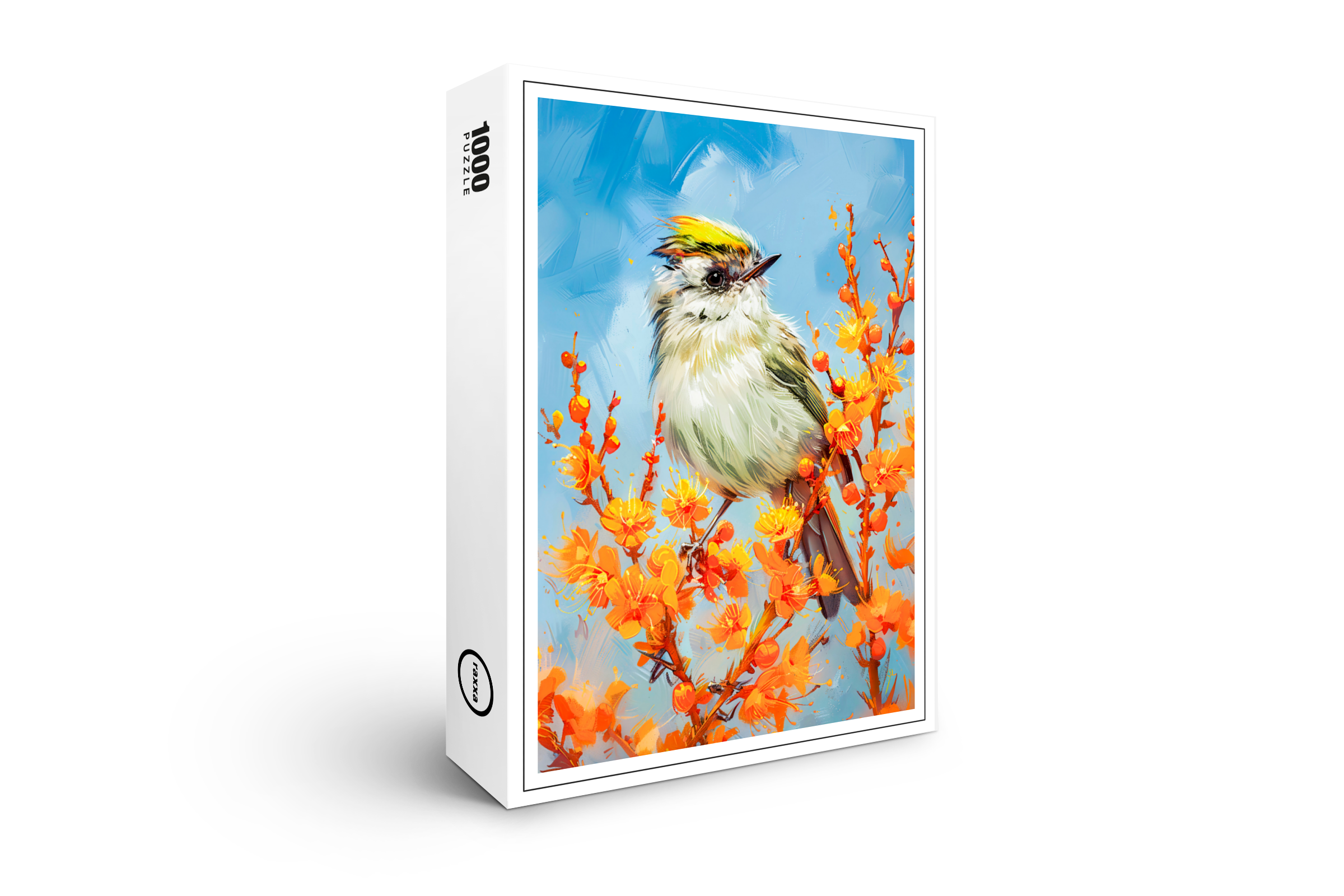 raxxa Premium-Puzzle: Goldcrest in Winter Impressionist Painting