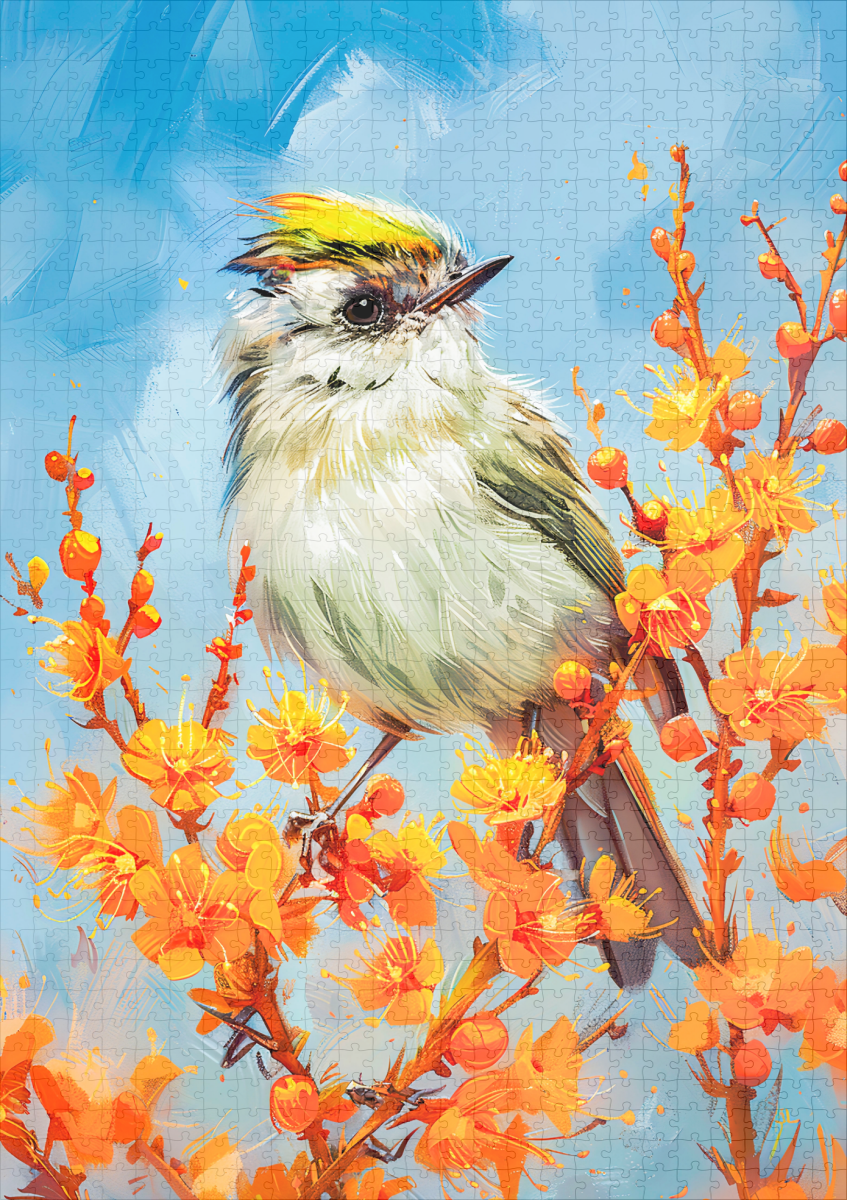 raxxa Premium-Puzzle: Goldcrest in Winter Impressionist Painting - immagine 2