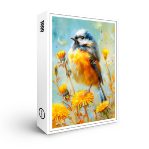 raxxa Premium-Puzzle: Eurasian Blue Tit in Impressionistic Landscape