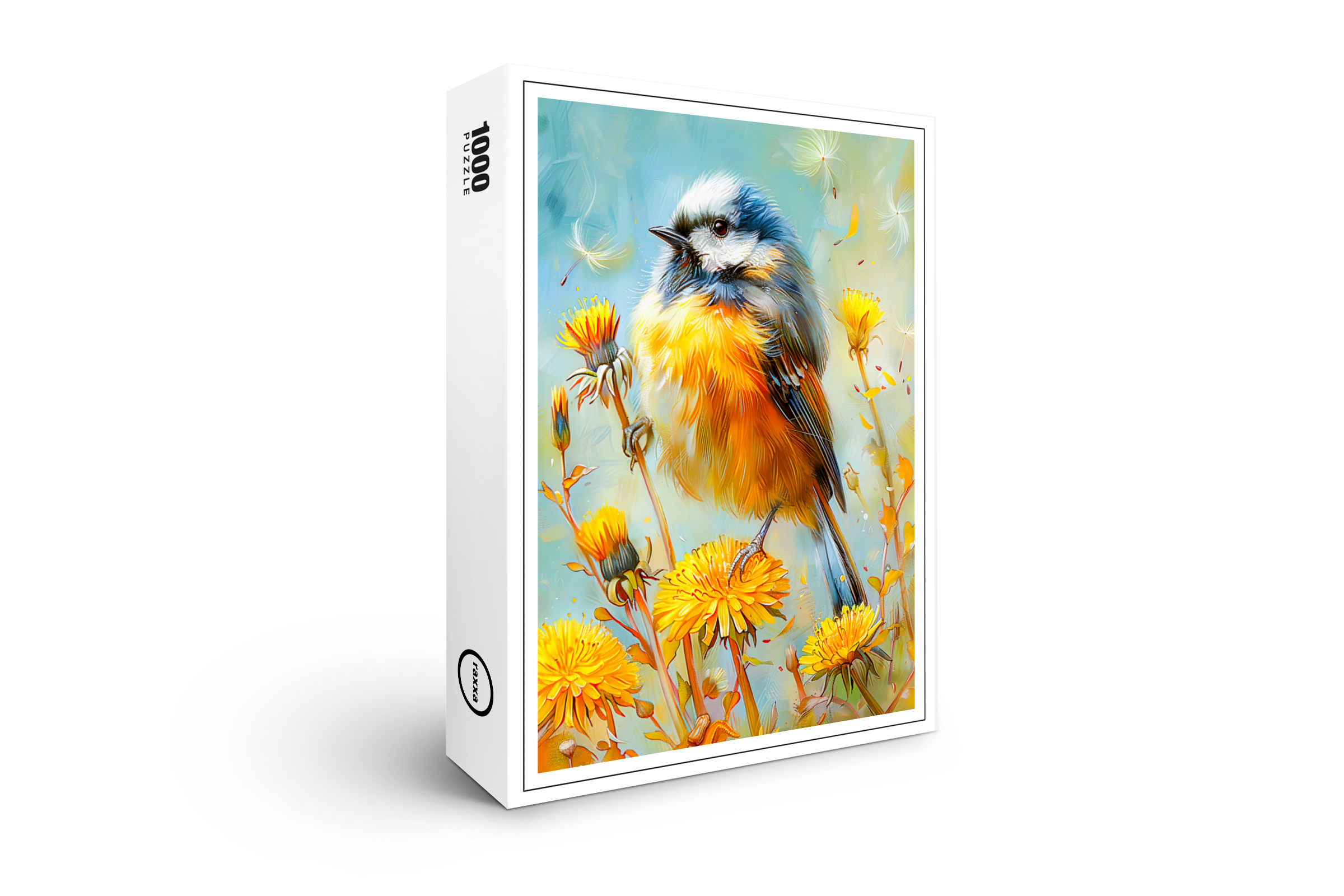 raxxa Premium-Puzzle: Eurasian Blue Tit in Impressionistic Landscape