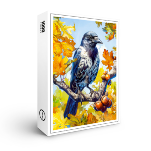 raxxa Premium-Puzzle: Hooded Crow Perched in Oak Tree Impressionist Style