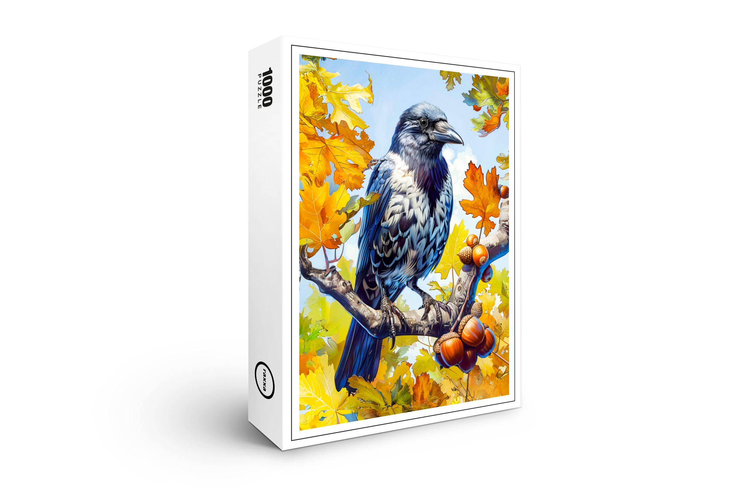 raxxa Premium-Puzzle: Hooded Crow Perched in Oak Tree Impressionist Style