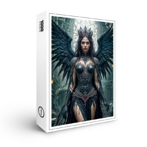 raxxa Premium-Puzzle: Gothic Black Angel in Ancient Hall