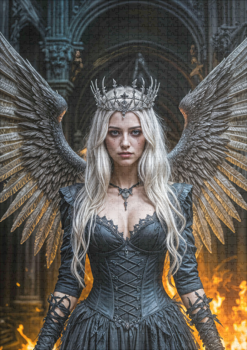 raxxa Premium-Puzzle: Dark Angel Queen in Candlelit Hall - Image 2