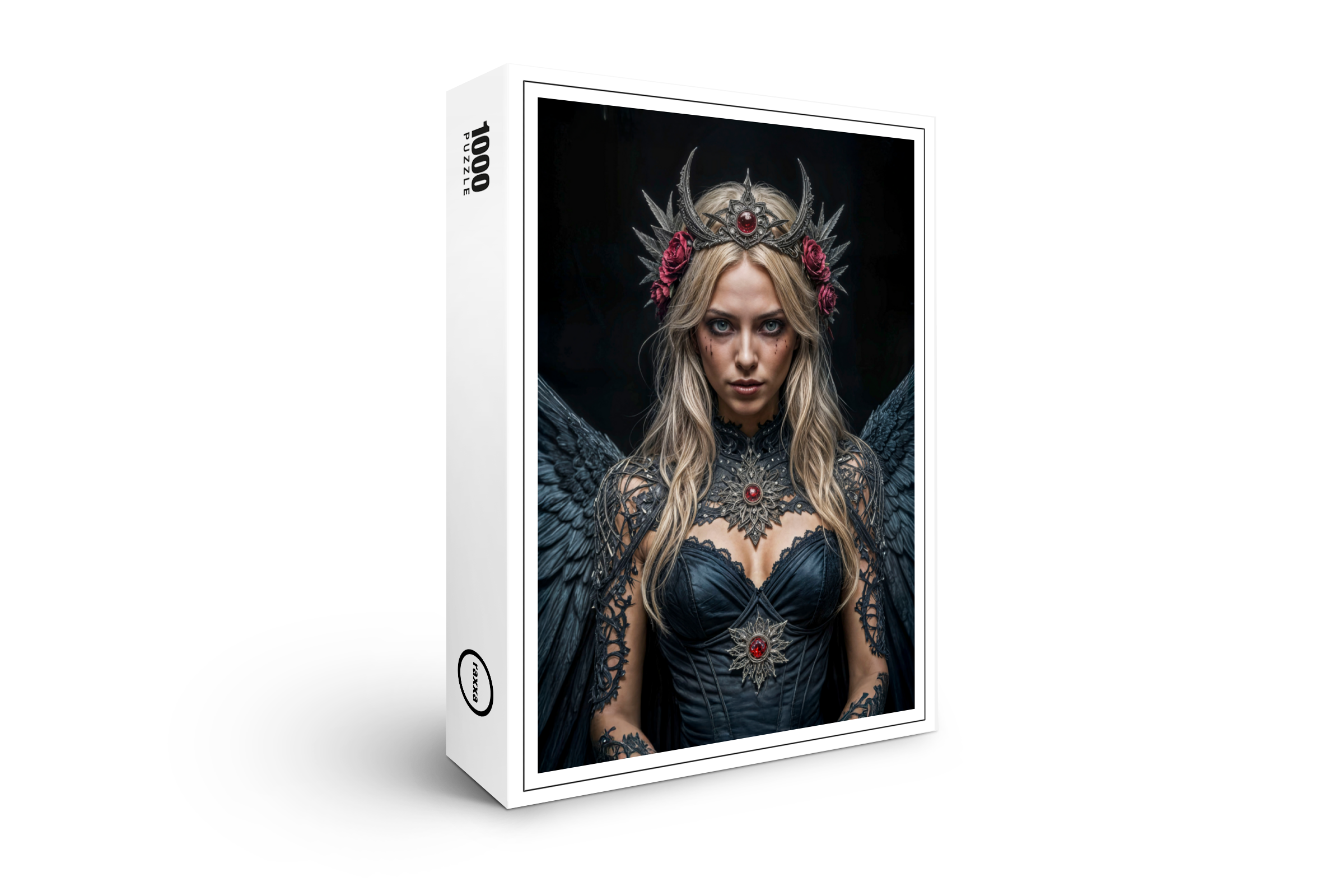 raxxa Premium-Puzzle: Dark Angel with Crown and Roses