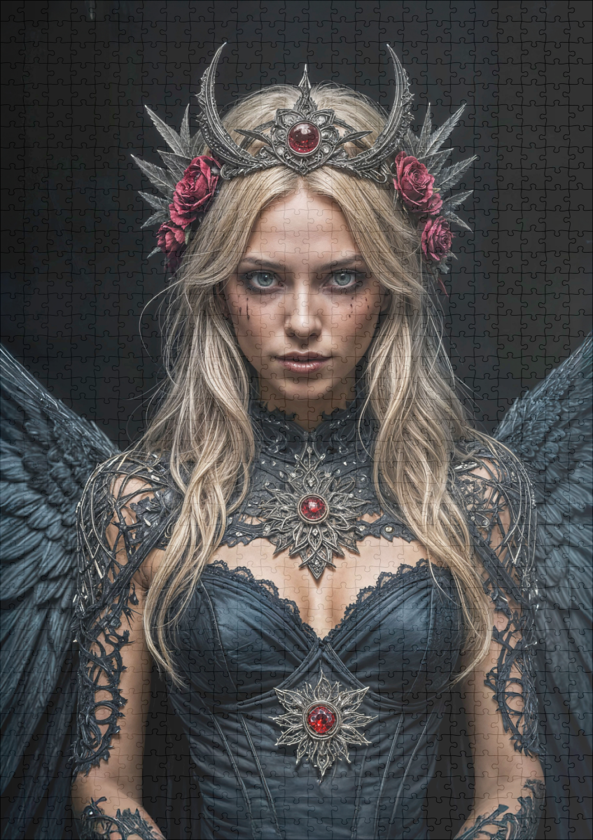raxxa Premium-Puzzle: Dark Angel with Crown and Roses - immagine 2