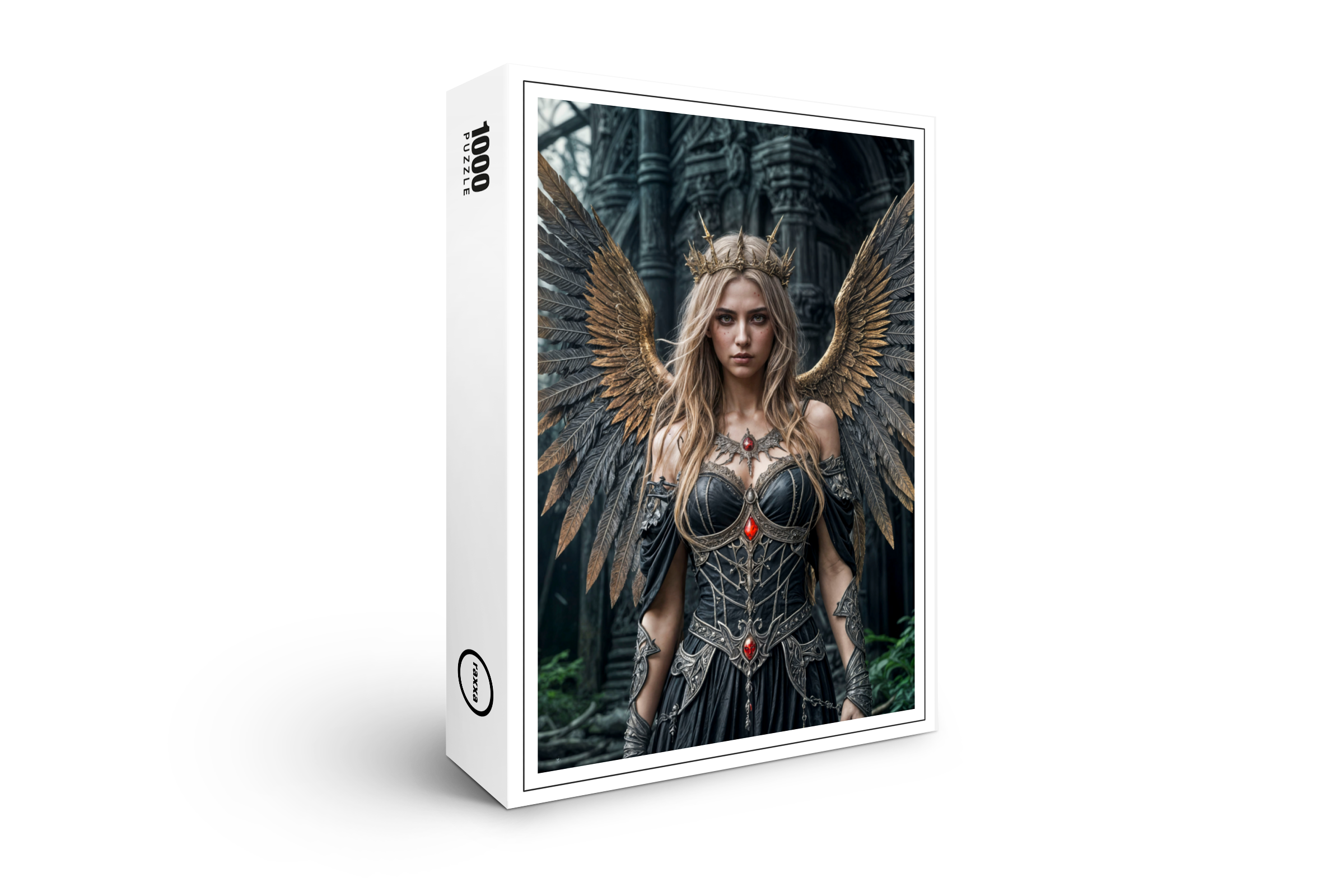 raxxa Premium-Puzzle: Majestic Dark Angel with Golden Wings