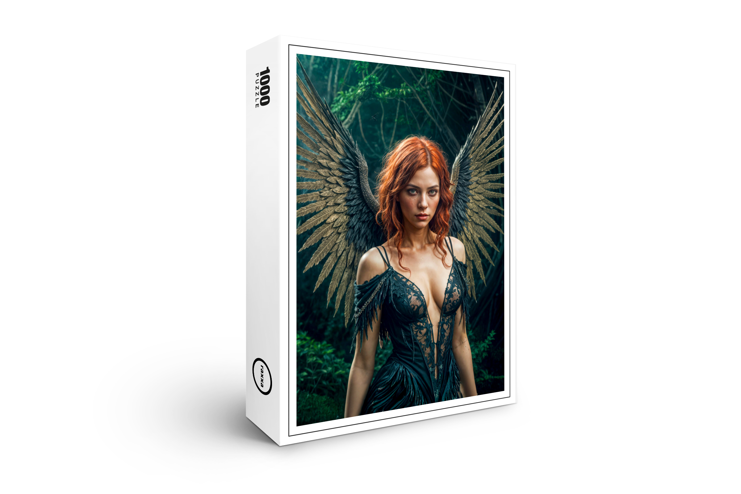 raxxa Premium-Puzzle: Majestic Dark Angel with Golden Wings