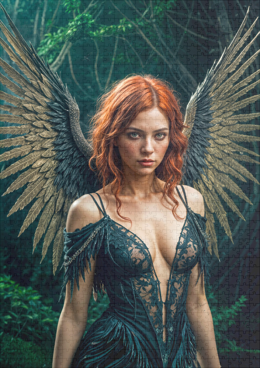 raxxa Premium-Puzzle: Majestic Dark Angel with Golden Wings – Image 2