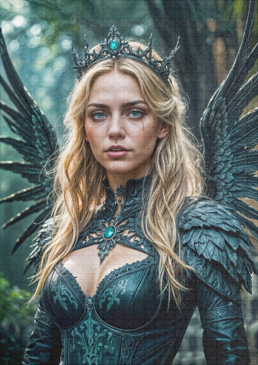 raxxa Premium-Puzzle: Golden-Haired Angel with black Wings - Imagen 2