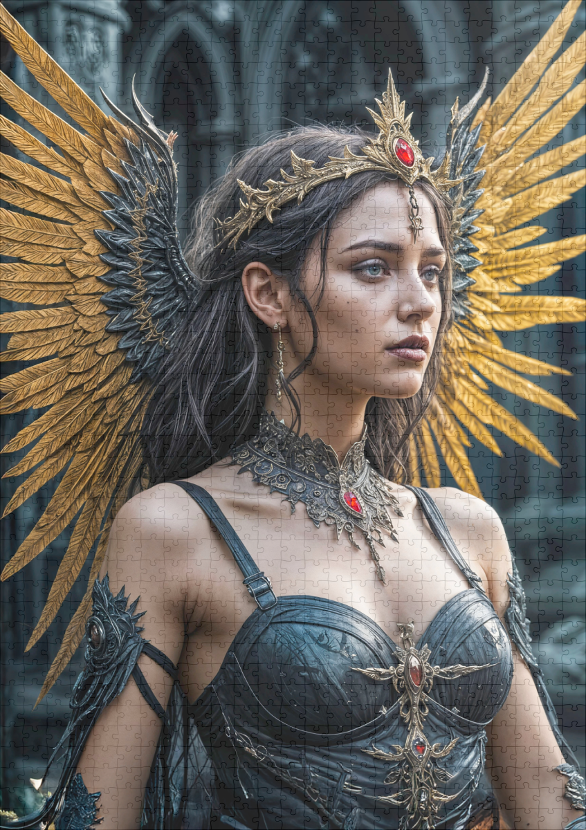 raxxa Premium-Puzzle: Golden Winged Dark Angel Queen – Image 2