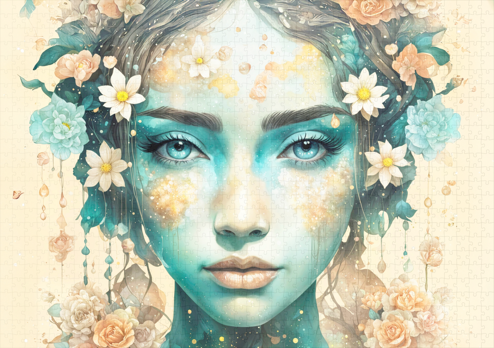 raxxa Premium-Puzzle: Golden Flower Fairy with Sparkling Eyes – Image 2