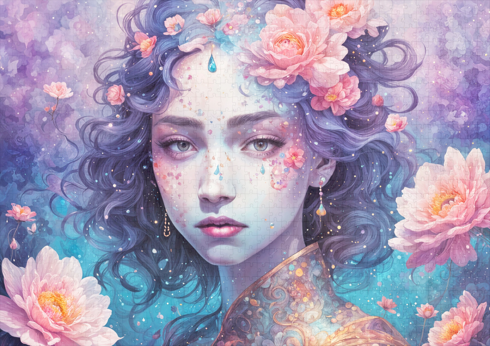 raxxa Premium-Puzzle: Flower Fairy with Blue Hair - Imagen 2