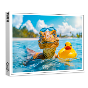 raxxa Premium-Puzzle: Dino Bathing with Rubber Duck