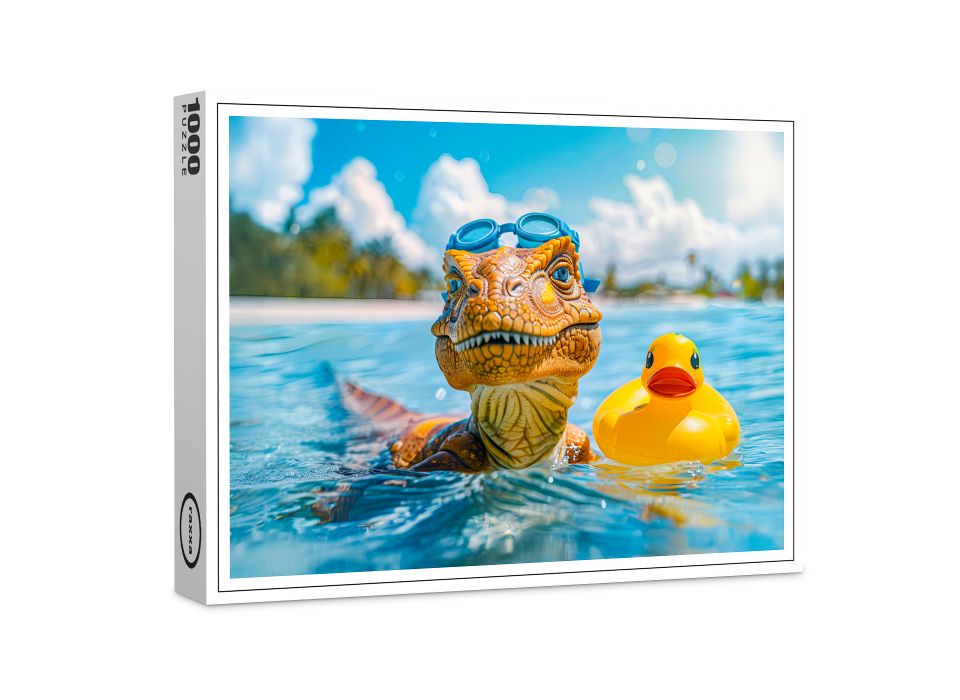 raxxa Premium-Puzzle: Dino Bathing with Rubber Duck