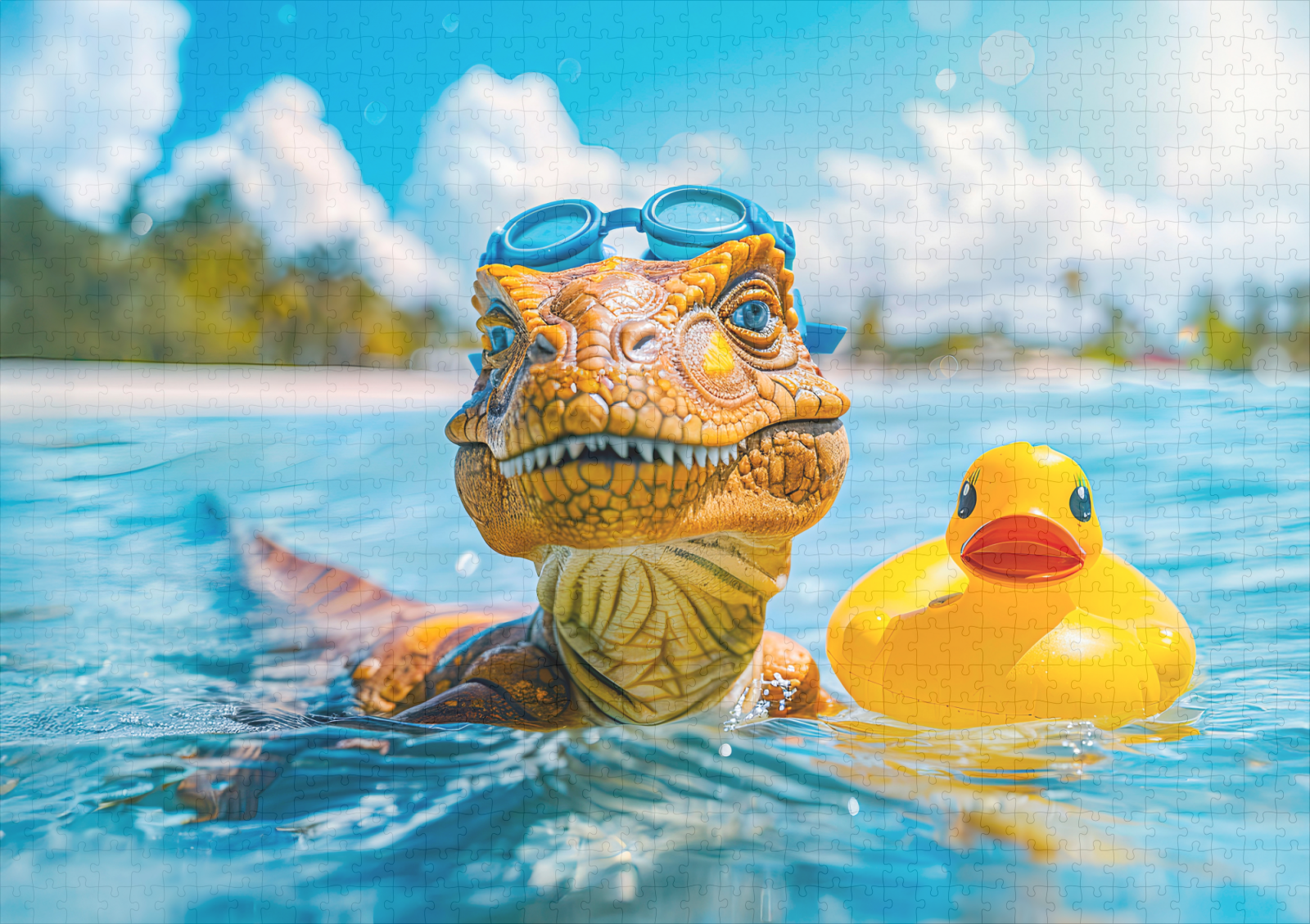 raxxa Premium-Puzzle: Dino Bathing with Rubber Duck - immagine 2